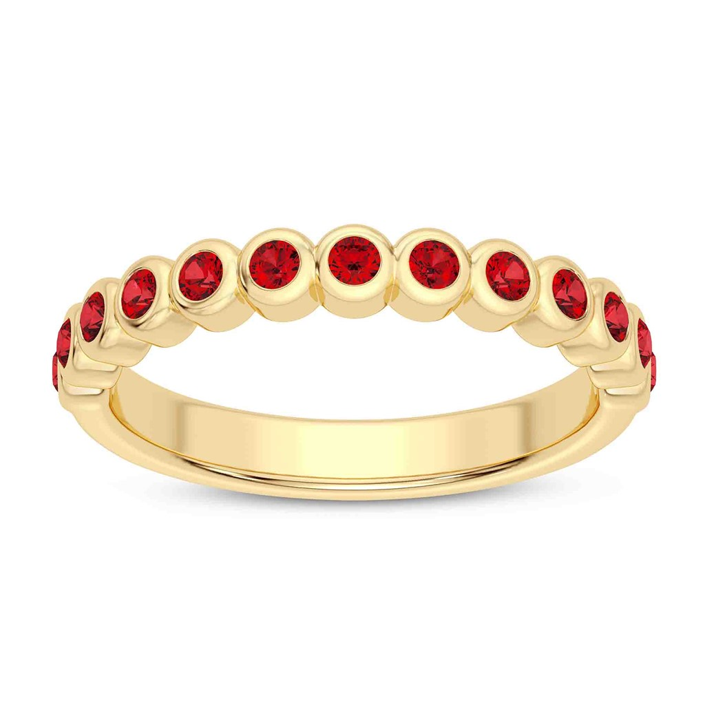 14kt yellow gold bezel-set thirteen-ruby band ring