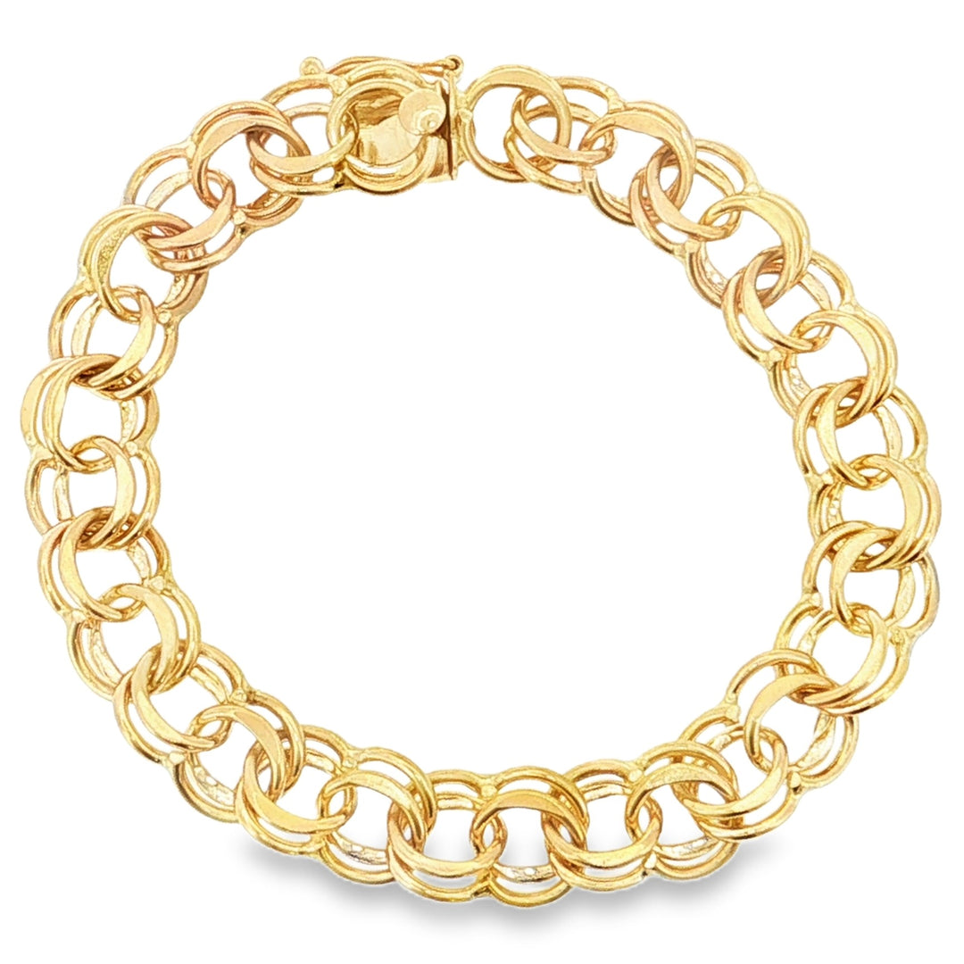 Estate14kt yellow gold double link charm bracelet