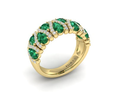 Vlora Adella 14kt yellow gold emerald and diamond ring