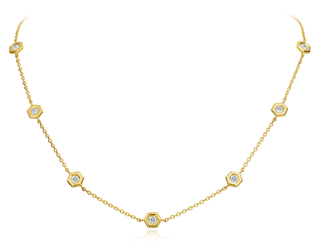 Gumuchian 18kt yellow gold and diamond "Mini B" necklace.