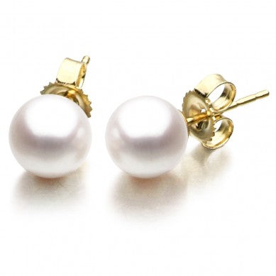 8mm Akoya pearl stud earrings.