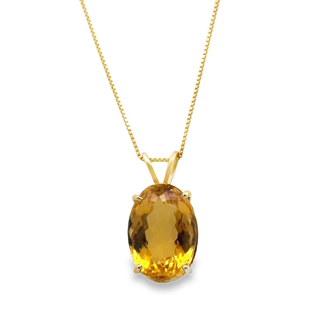 Estate 14kt yellow gold yellow beryl pendant necklace