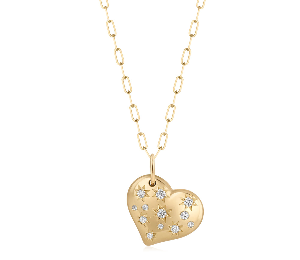 Phillips House 18kt yellow gold and diamond Celeste Heart Necklace