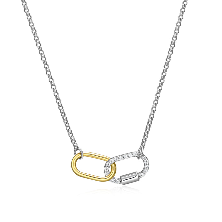 Charles Garnier two-tone sterling silver interlocking links necklace