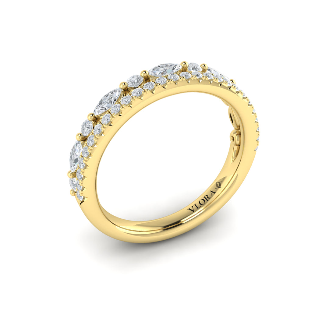 Vlora 14kt yellow gold double-row diamond band ring