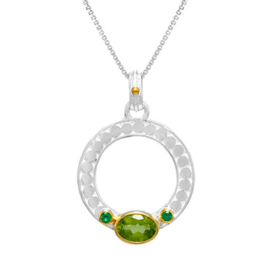 Michou Sterling Silver and 22K Gold Vermeil Pendant with Peridot