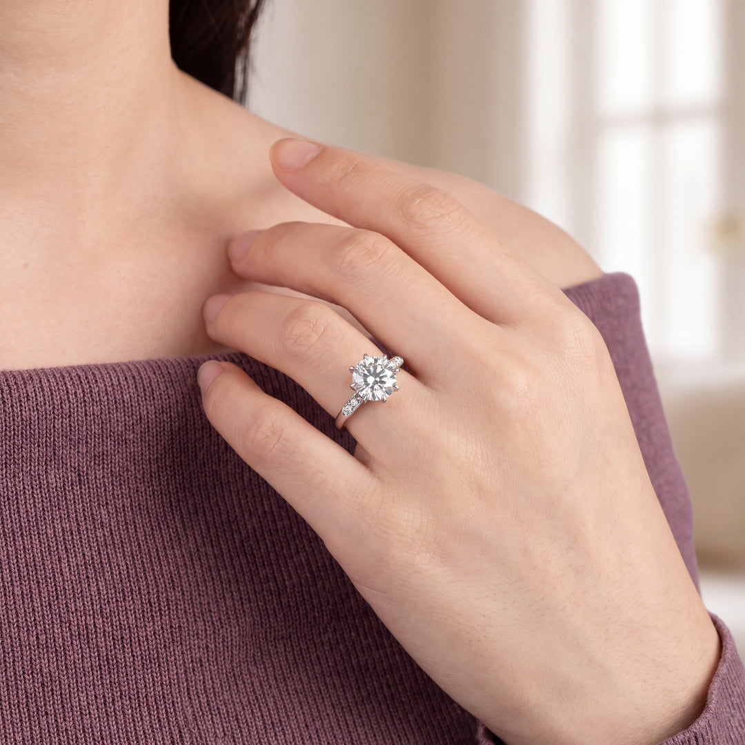 Estate Mid Century platinum diamond engagement ring