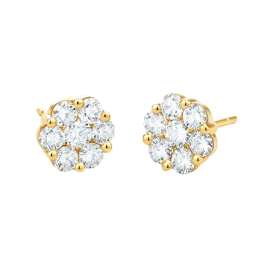 Facet Barcelona 14kt yellow gold diamond cluster stud earrings