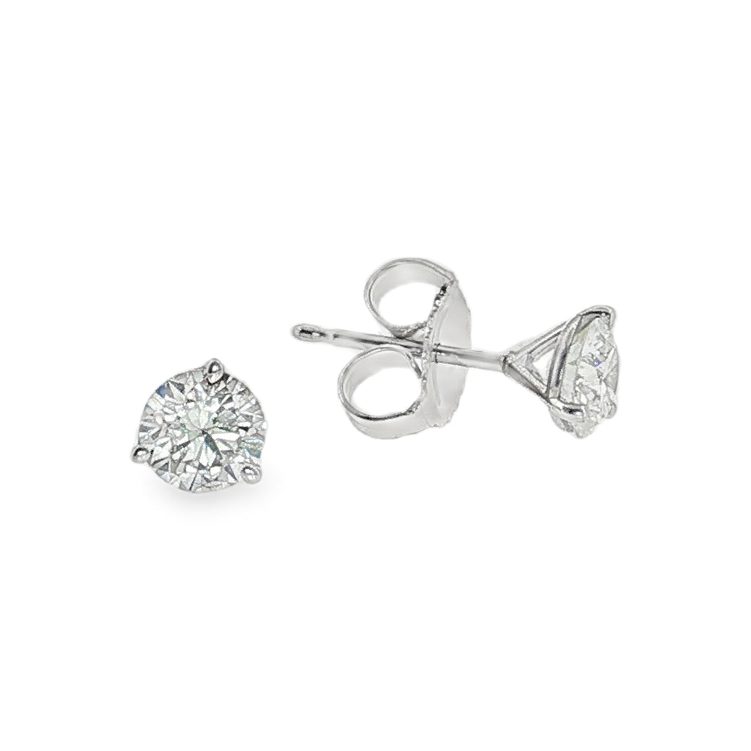 14kt white gold 1.00 carat total weight round diamond stud earrings