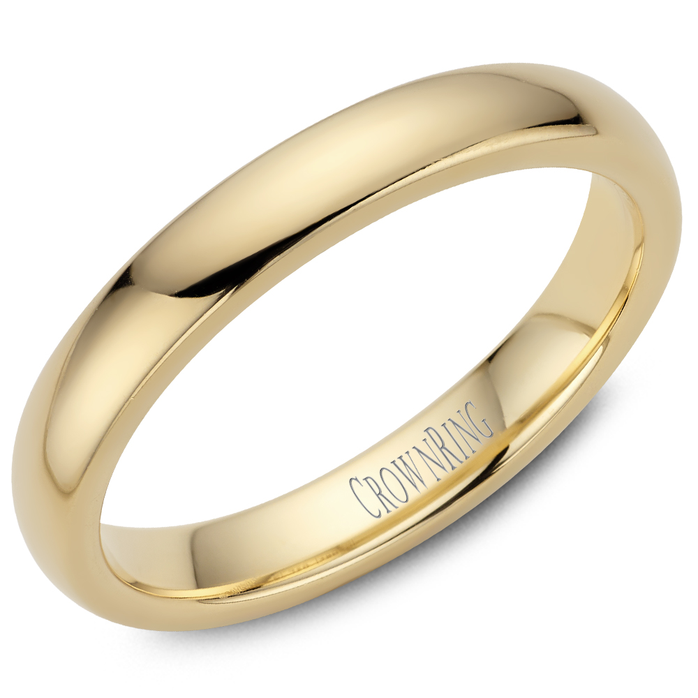 14kt yellow gold 3mm domed comfort fit traditional wedding band