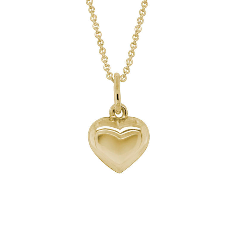 14kt yellow gold child/youth puffy heart pendant necklace
