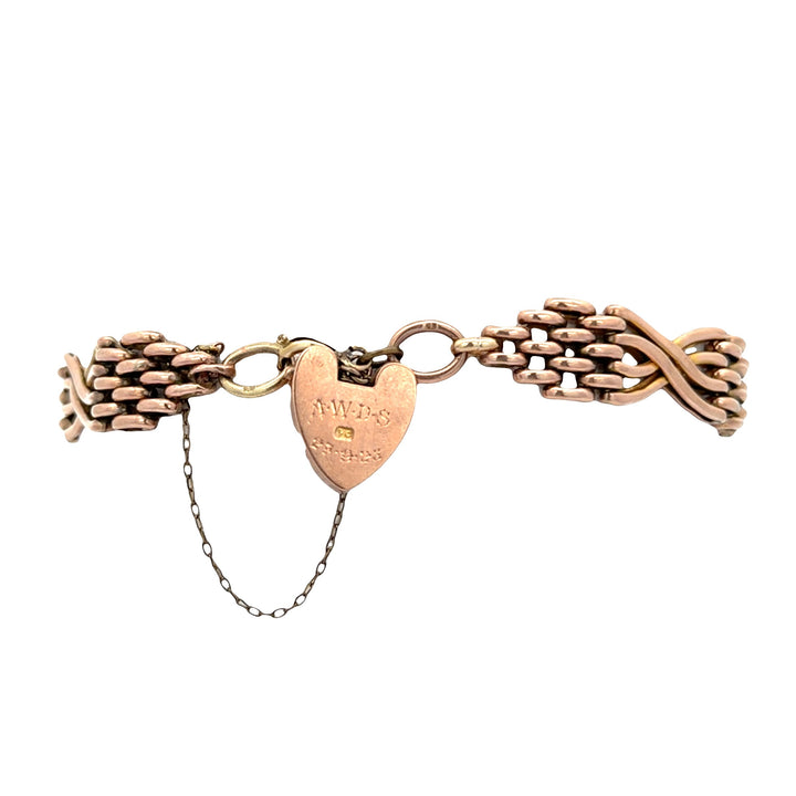 Estate Victorian 9kt yellow gold gate bracelet. This bracelet measurse