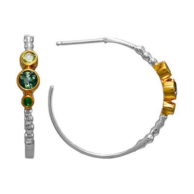Michou Sterling Silver and 22K Gold Vermeil Earring with Peridot and Envy Topaz