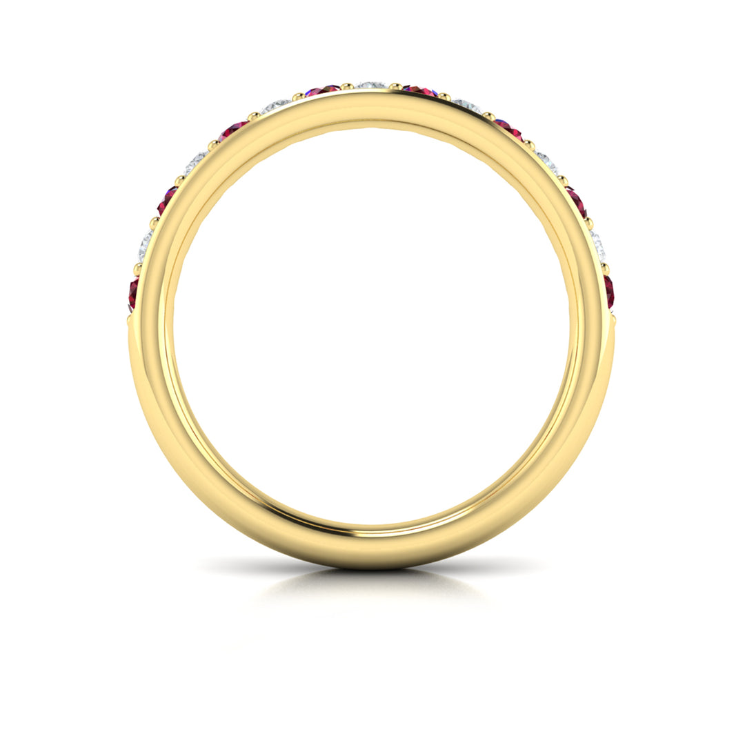 Vlora 14kt yellow gold ruby and diamond fifteen-stone band ring