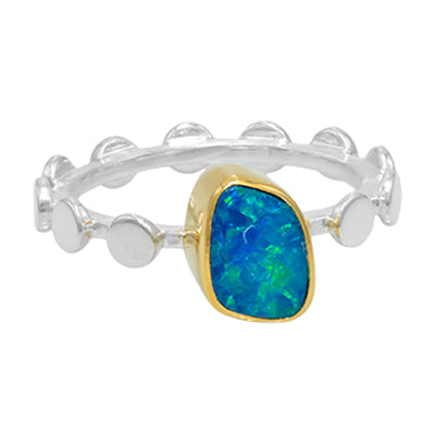 Michou sterling silver and 22kt gold vermeil opal doublet ring