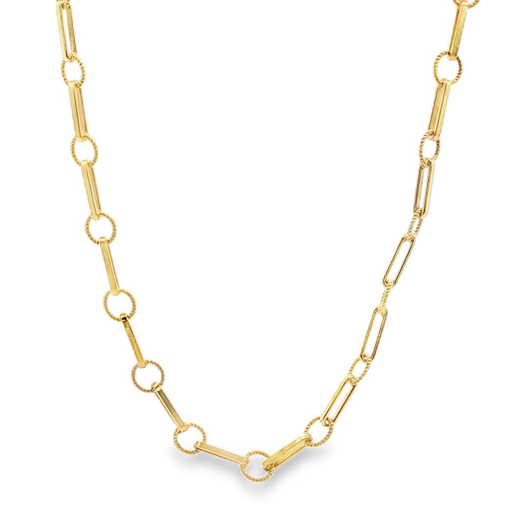 Estate 14kt yellow gold elongated oval link and twisted round link necklace