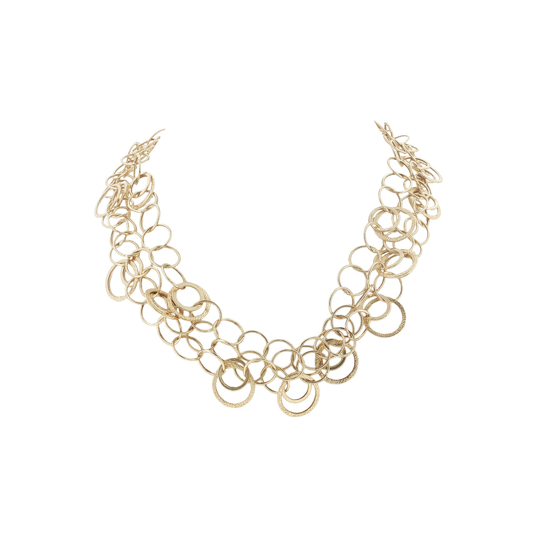 Estate 14kt Yellow Gold Triple Strand Open Circle Link Necklace