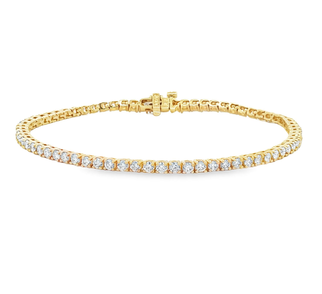 14kt yellow gold 3.02 carat diamond tennis bracelet