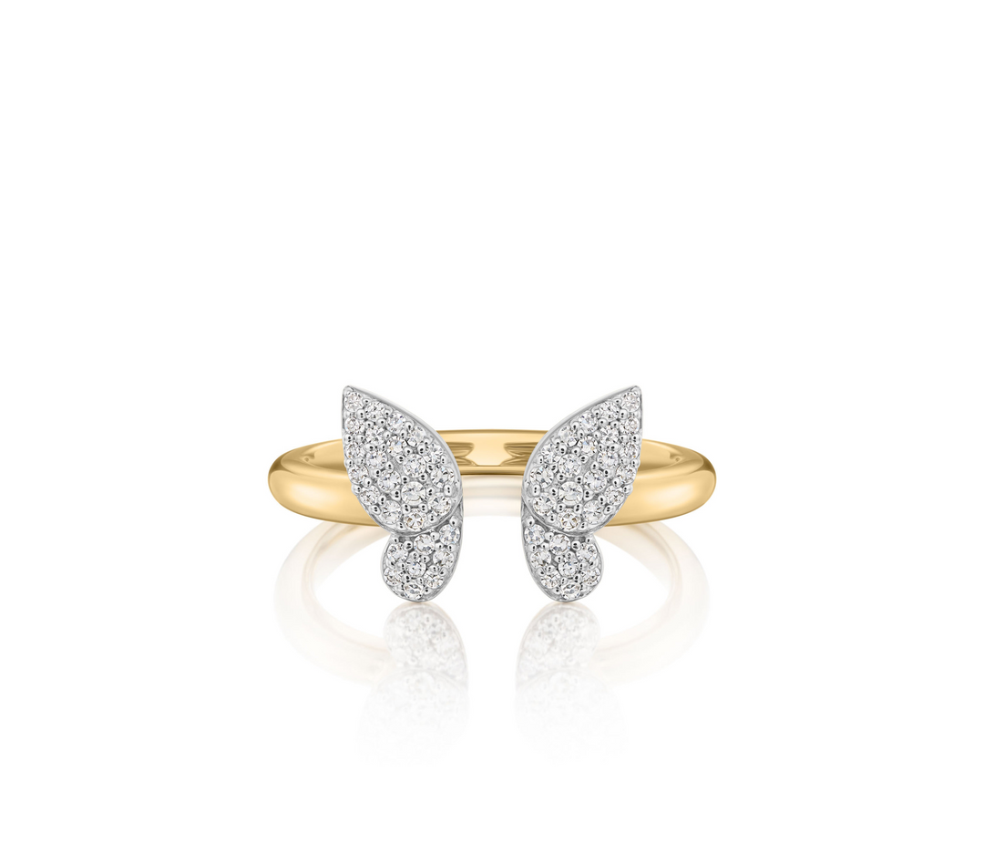 Phillips House 14kt yellow gold diamond mini butterfly ring