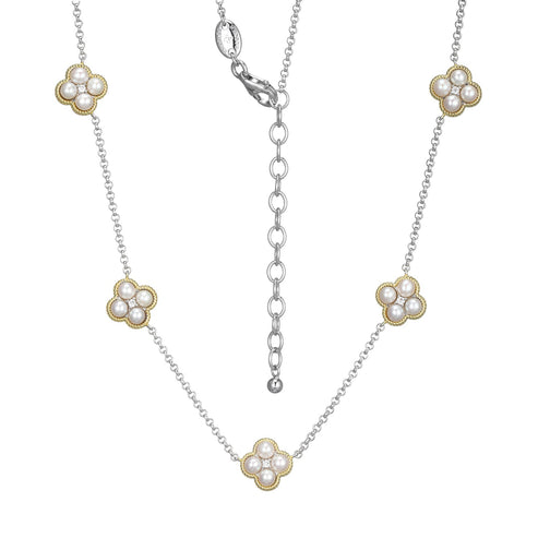 Charles Garnier two-tone sterling silver "Trefle" pearl necklace