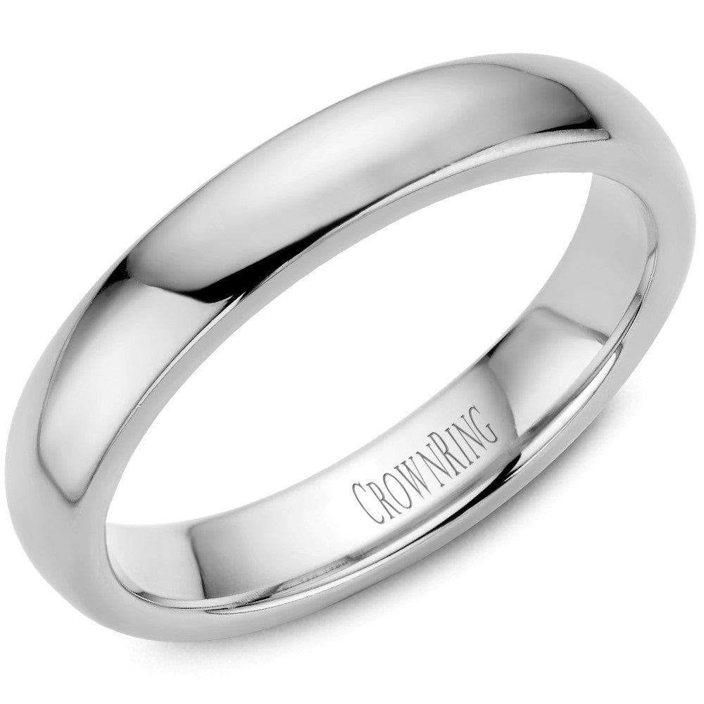 14kt platinum 4mm domed comfort fit traditional wedding band