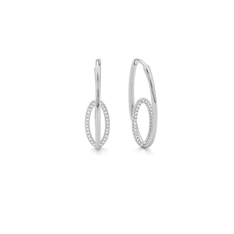 Facet Barcelona 14kt white gold twisted hoop diamond earrings