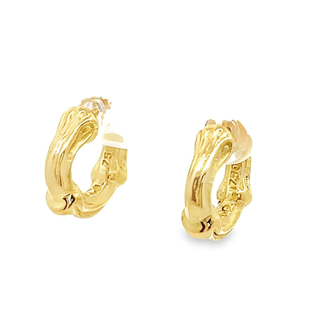 Estate Tiffany & Co 18kt yellow gold 1996 Bamboo hoop earrings