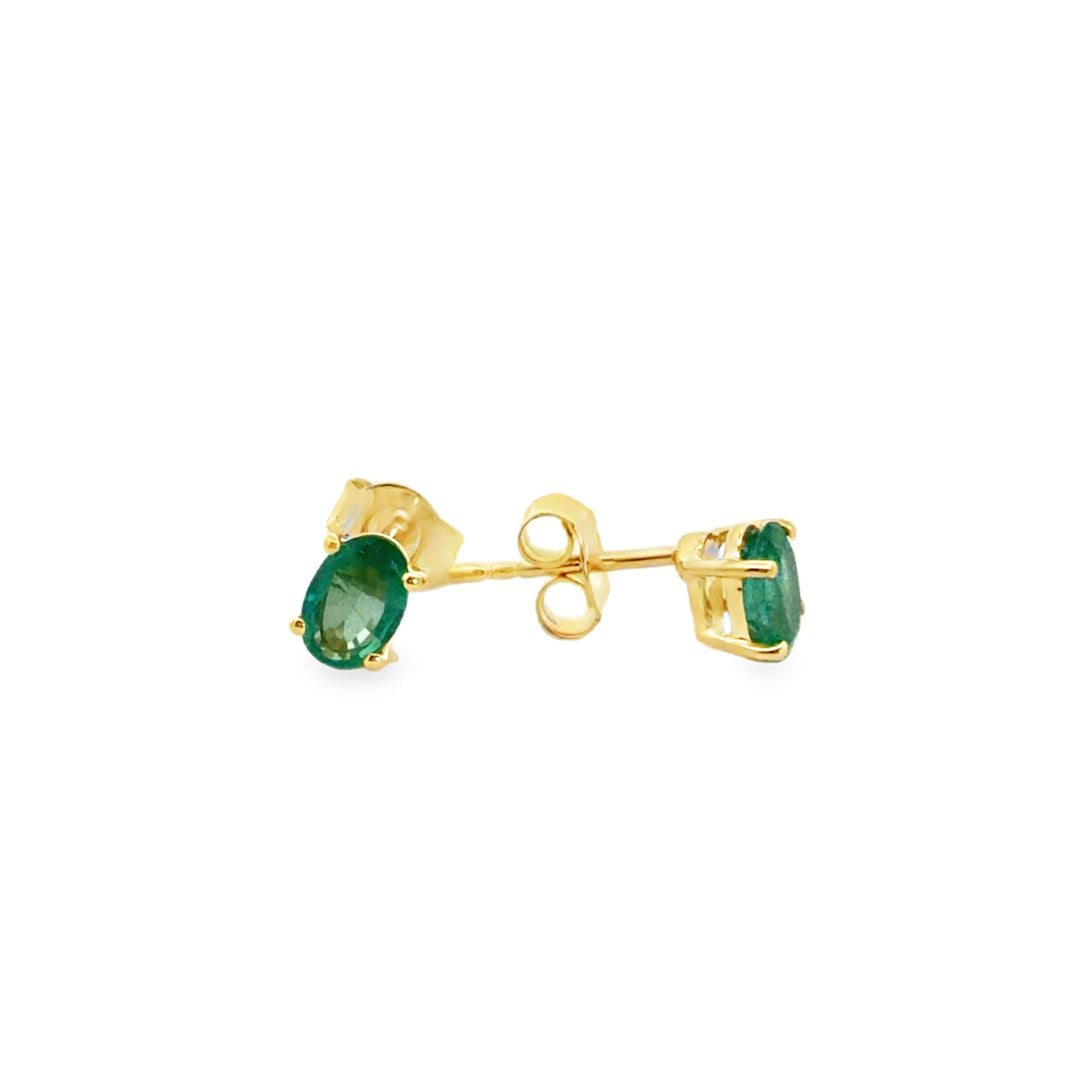 Estate 10kt yellow gold emerald stud earrings