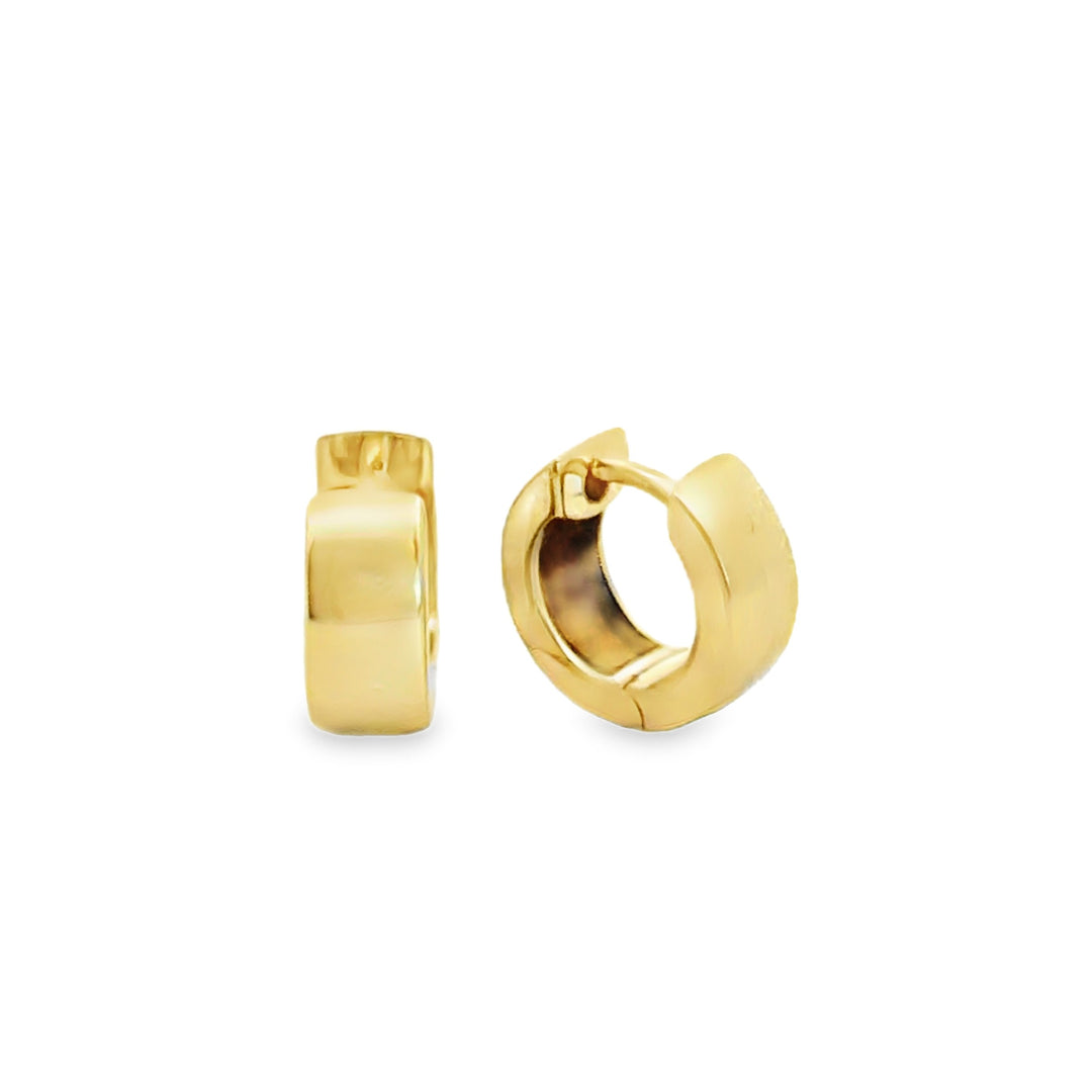 Estate 14kt yellow gold wide huggie hoop earrings