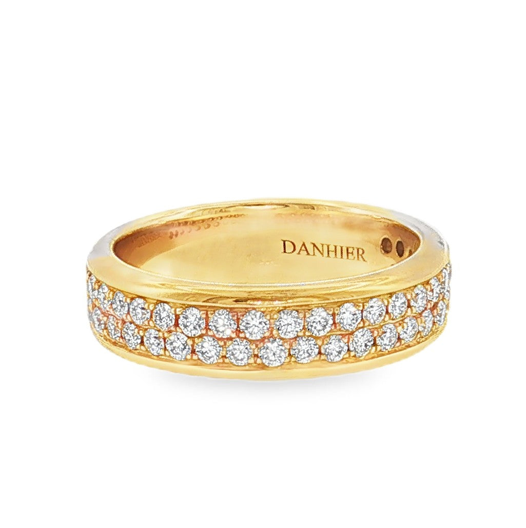 Christophe Danier "Comfort" 18kt yellow gold double row diamond band ring