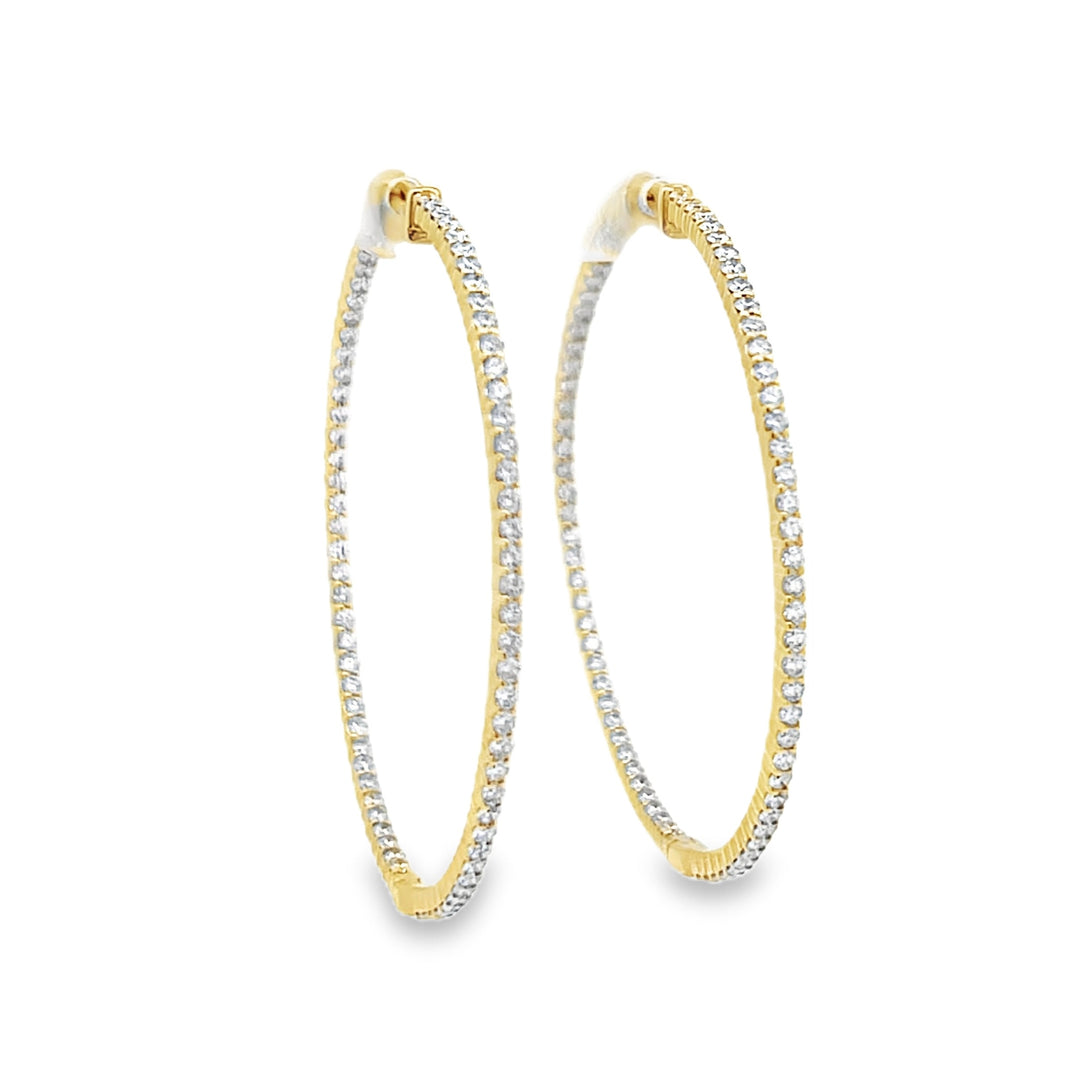 14kt yellow gold 2.22ctw diamond hoop earrings