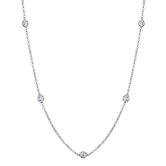 Estate platinum diamond bezel station necklace