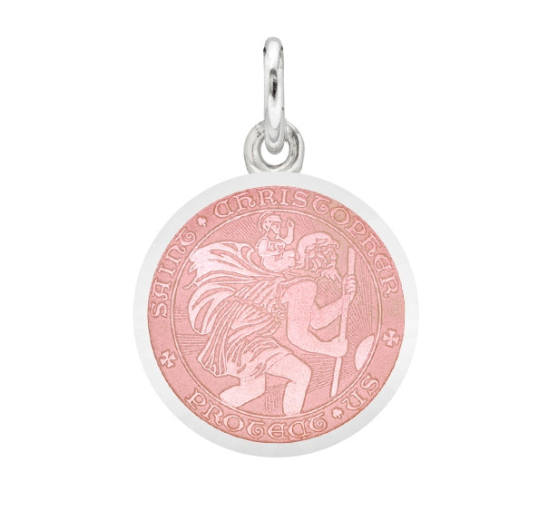 Sterling silver large (1") round St. Christopher's medal charm