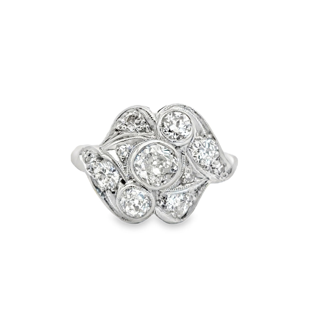 Estate Mid-Century palladium diamond cluster ring