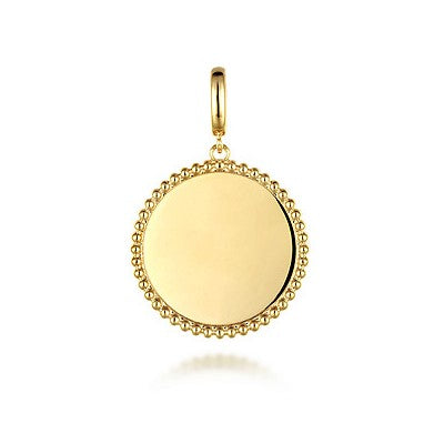 Gabriel & Co. 14kt yellow gold bead-edge disc pendant