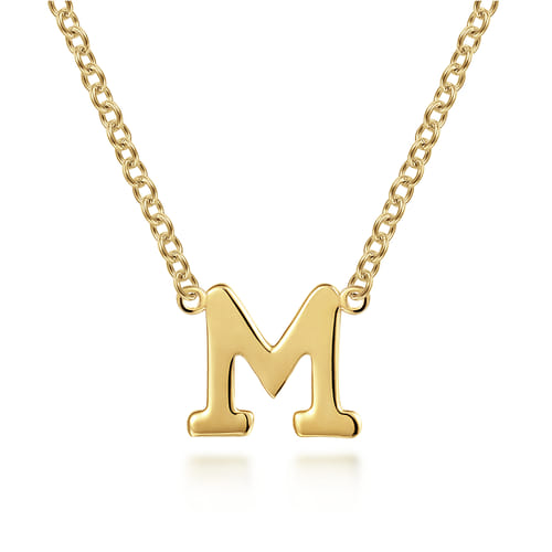 Gabriel & Co, 14kt yellow gold "M" initial necklace