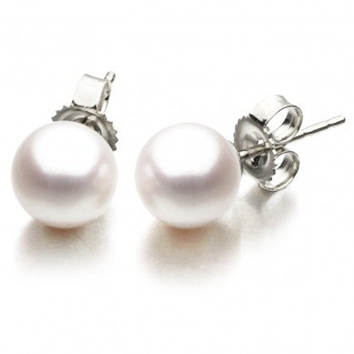 8mm Akoya pearl stud earrings.