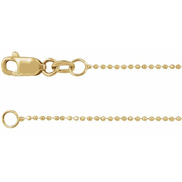 14kt yellow gold 18" 1mm diamond cut bead chain
