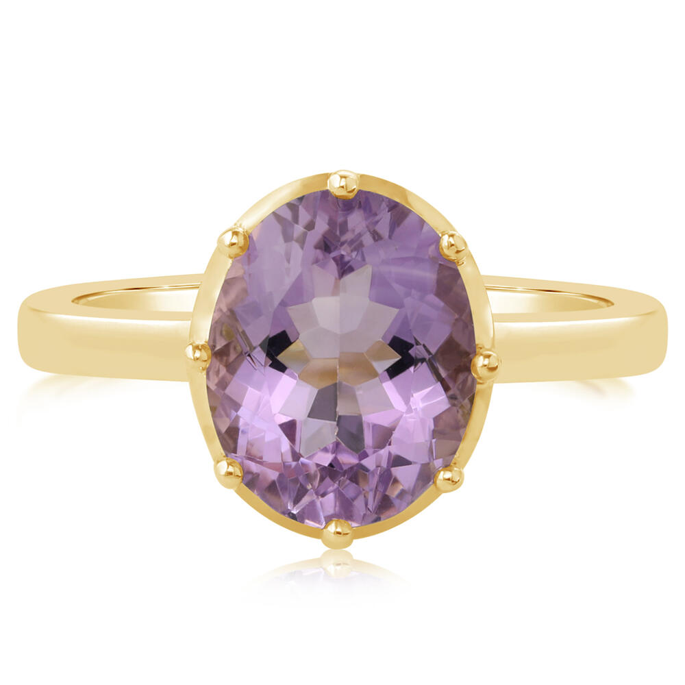 Parle 14kt yellow gold oval amethyst solitaire ring