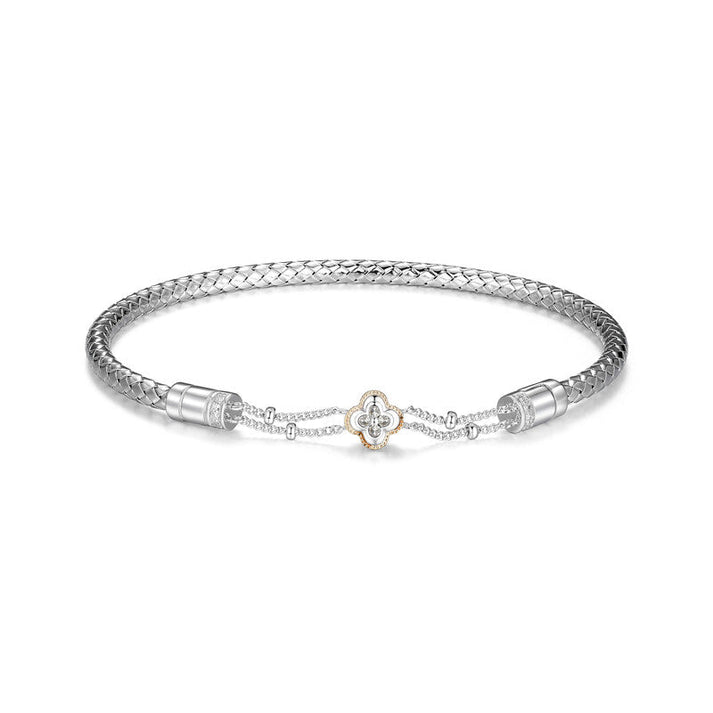 Charles Garnier sterling silver and 14kt gold diamond-accented bangle bracelet