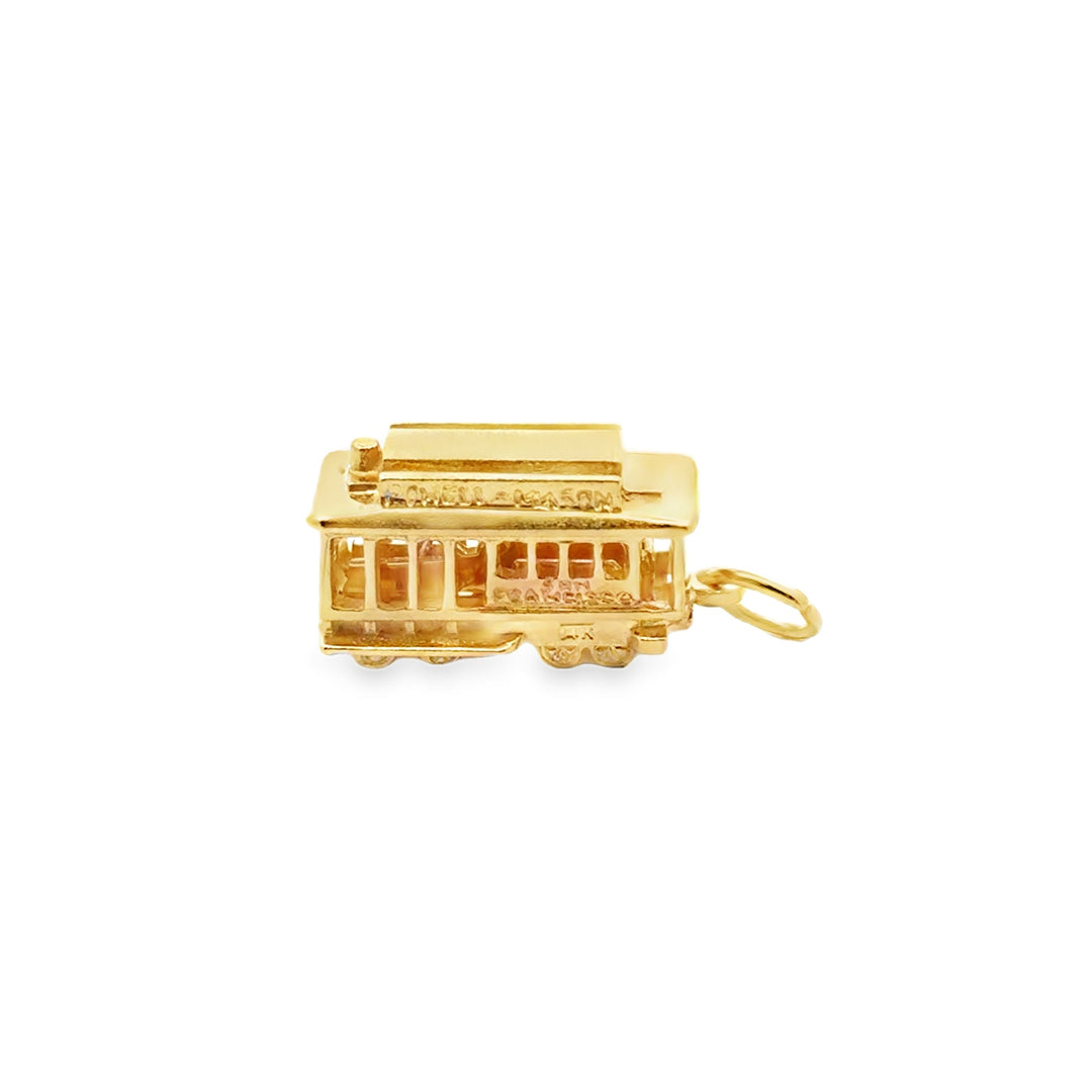 Estate 14kt yellow gold cable car charm