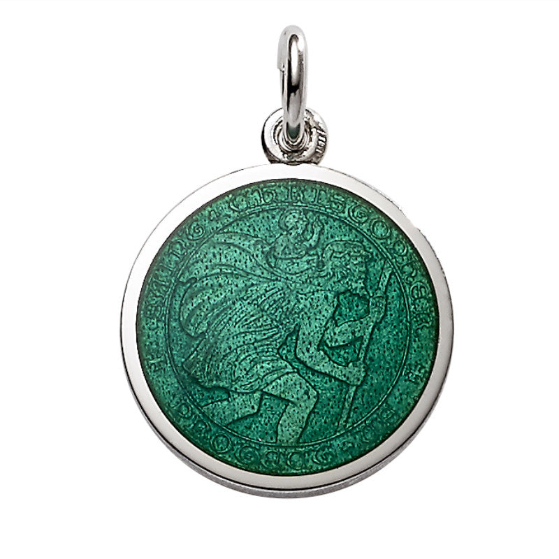 Sterling silver medium (3/4") round St. Christopher's medal charm
