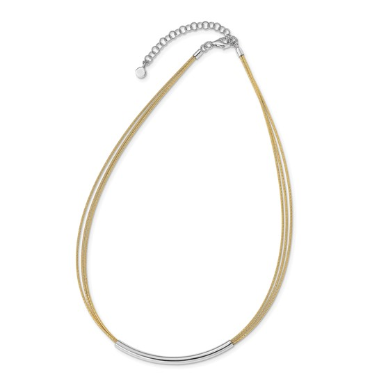 Sterling silver two-tone curved bar necklace