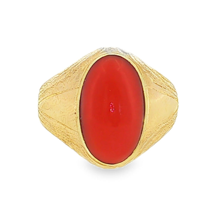 Estate 14kt yellow gold coral ring