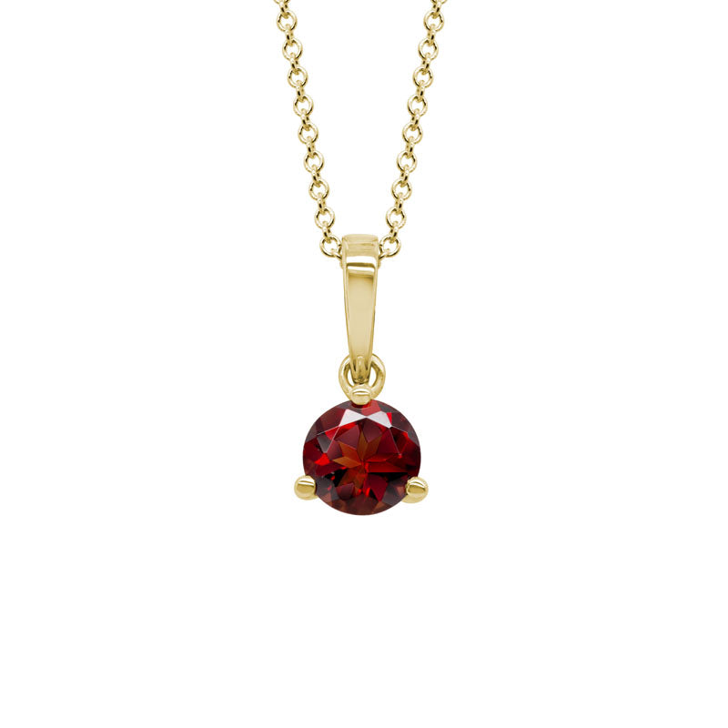 14kt yellow gold garnet solitaire pendant necklace