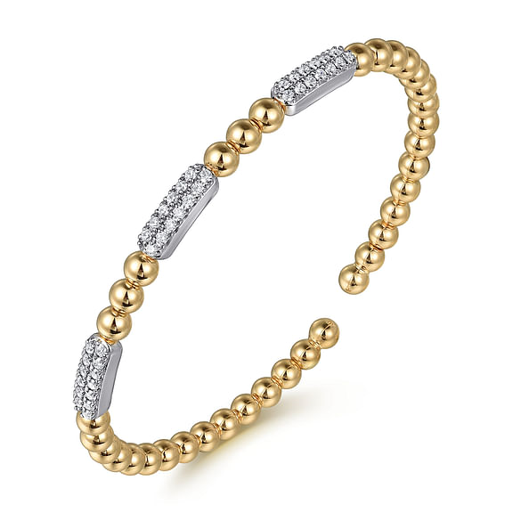 Gabriel & Co. 14kt yellow gold and diamond "Bujukan" cuff bracelet