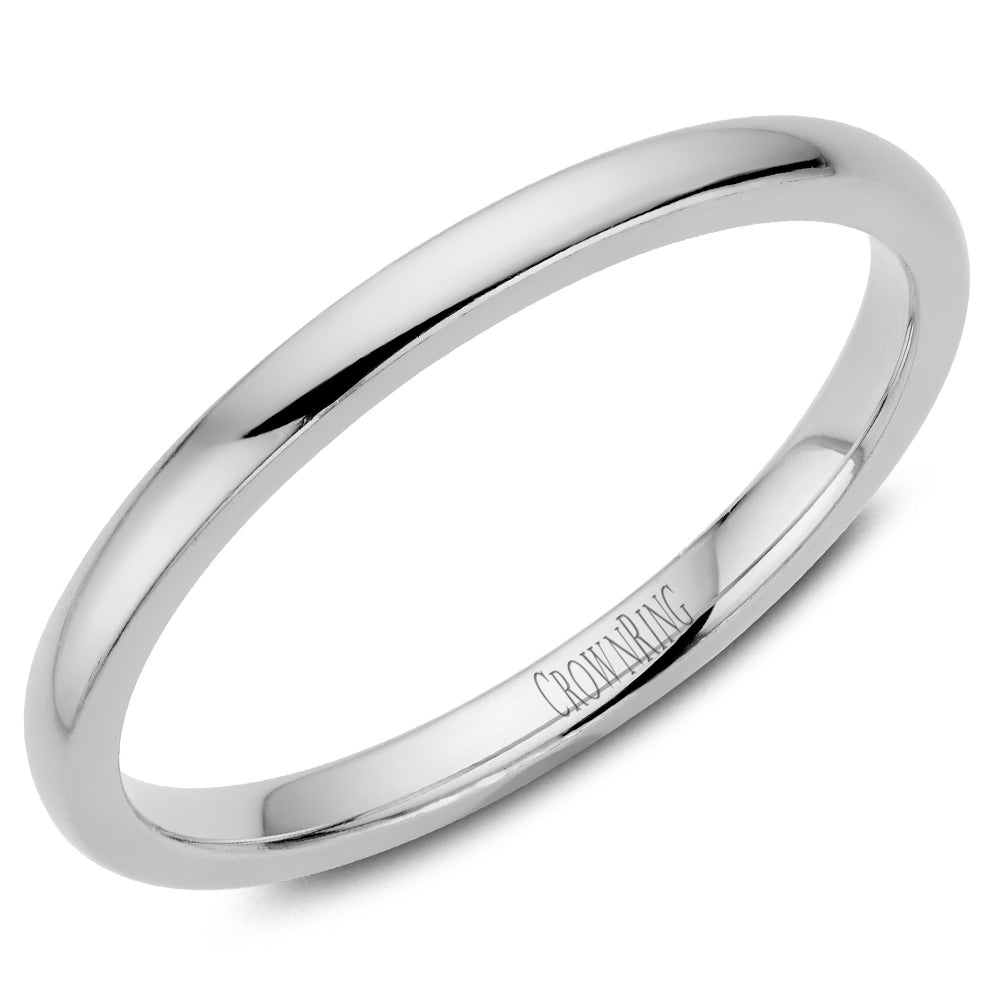 Platinum 2mm domed comfort fit traditional wedding band