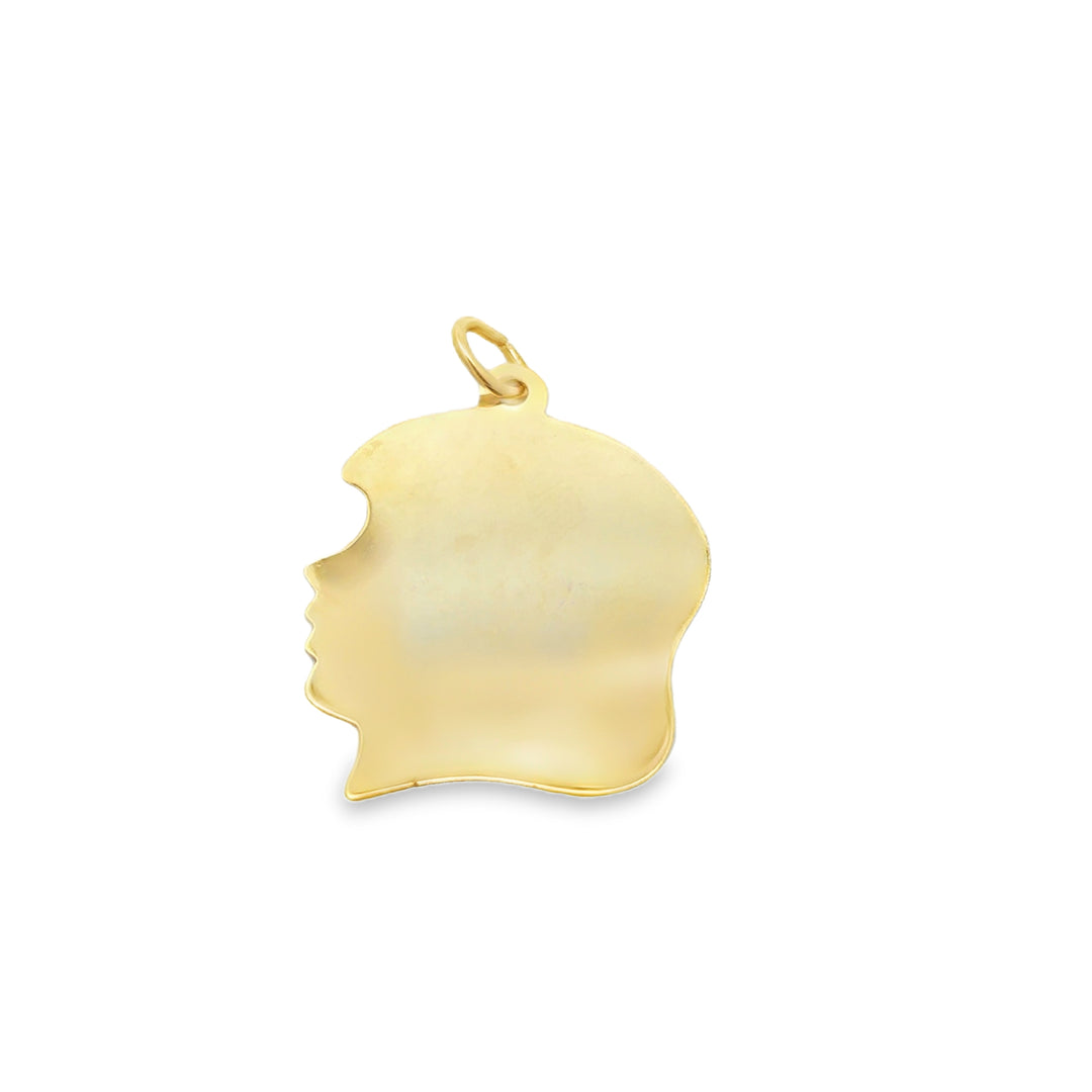 Estate 14kt yellow gold girl's head siilhouette charm