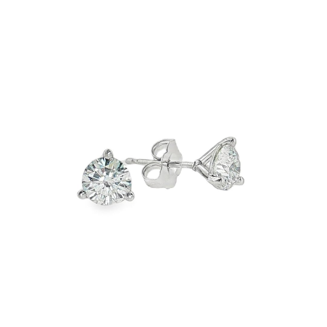 14kt white gold 1.229 carat total weight round diamond stud earrings