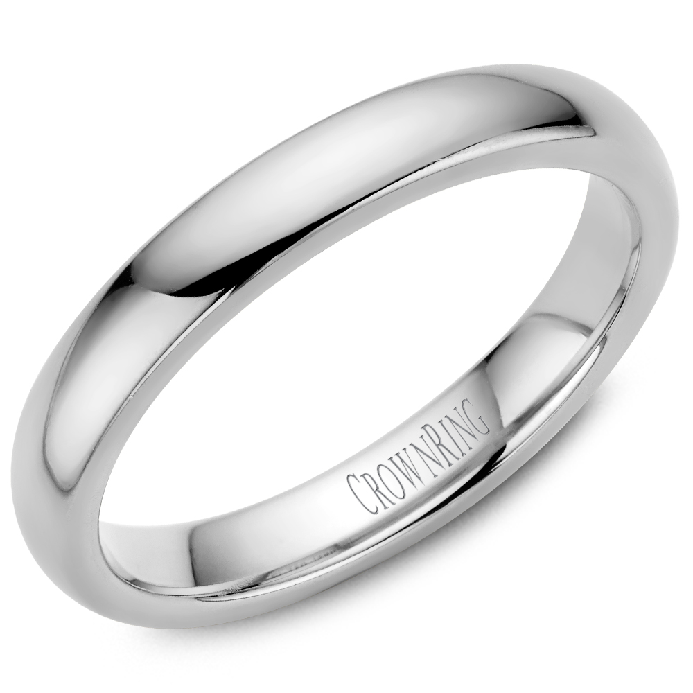 Platinum 3mm domed comfort fit traditional wedding band